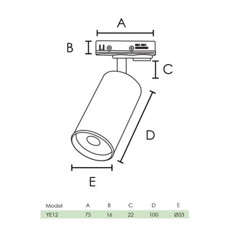 YETPLUS TRACKLIGHT YE12 GU10 WHITE