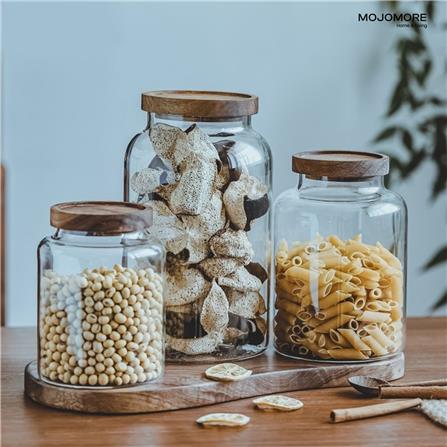 MOJOMORE GLASS JAR WITH WOODEN LID 1250ML