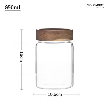 MOJOMORE GLASS JAR WITH WOODEN LID 850ML