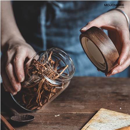 MOJOMORE GLASS JAR WITH WOODEN LID 850ML