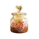 MOJOMORE GLASS JAR AMBER WITH LID HEART SHAPE 650ML