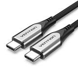 VENTION COTTON BRAIDED USB-C TO USB-C 3.1 CABLE 1.5M GREY