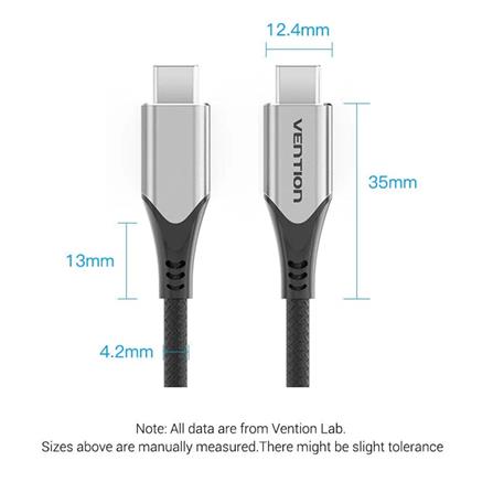 VENTION COTTON BRAIDED USB-C TO USB-C 3.1 CABLE 1.5M GREY