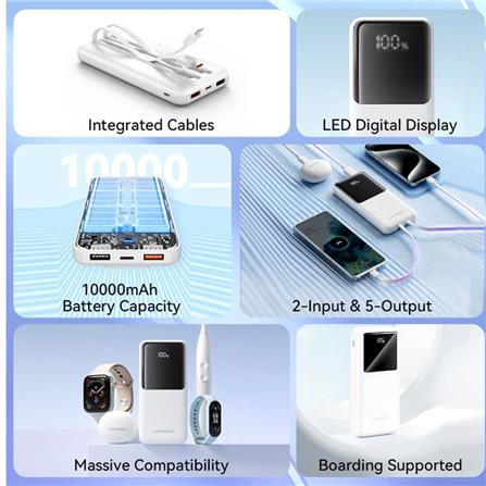 VENTION POWERBANK 10000mAh WITH BUILD-IN LIGHTNING AND TYPE C BLACK FHOB0-TY