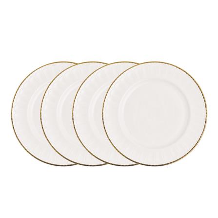 UNIHOM 4PCS 10.5" DINNER PLATE WITH GOLD RIM