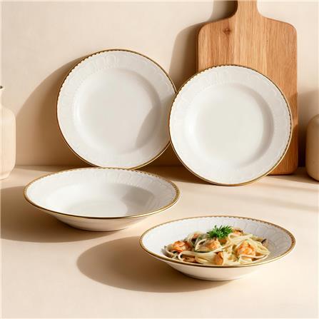 UNIHOM 4PCS 8.5" SOUP PLATE WITH GOLD RIM