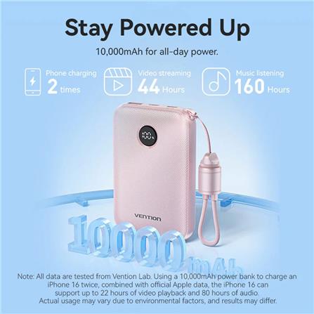 VENTION POWERBANK 10000mAh WITH BUILD-IN USB-C 22.5W BLUE FKAL0-C-TY
