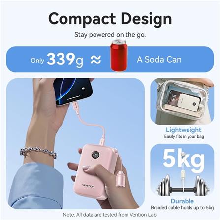 VENTION POWERBANK 20000mAh WITH BUILD-IN USB-C 22.5W BEIGE FKBN0-C-TY