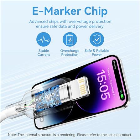 VENTION USB 2.0 TYPE-A TO LIGHTNING 2.4A CABLE 2M BLACK PVC TYPE