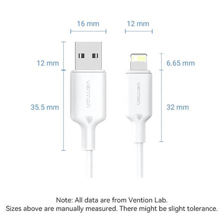 VENTION USB 2.0 TYPE-A TO LIGHTNING 2.4A CABLE 2M BLACK PVC TYPE