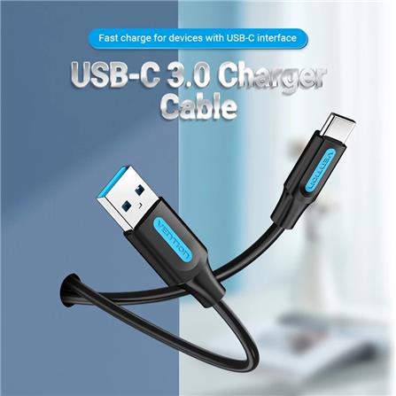 VENTION USB 3.0 TYPE-A TO TYPE-C CABLE 1.5M BLACK PVC TYPE