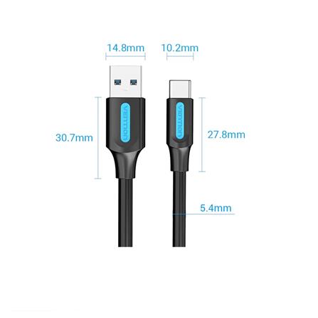 VENTION USB 3.0 TYPE-A TO TYPE-C CABLE 1.5M BLACK PVC TYPE