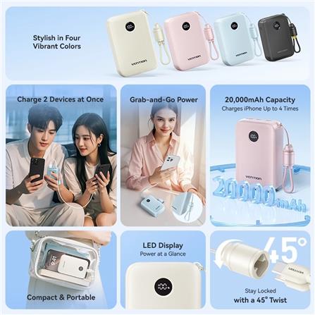 VENTION POWERBANK 20000mAh WITH BUILD-IN USB-C 22.5W BLUE FKBL0-C-TY