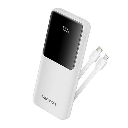VENTION POWERBANK 10000mAh WITH BUILD-IN LIGHTNING AND TYPE C WHITE FHOW0-TY