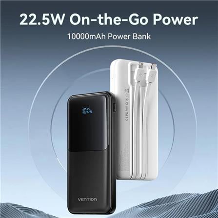 VENTION POWERBANK 10000mAh WITH BUILD-IN LIGHTNING AND TYPE C WHITE FHOW0-TY