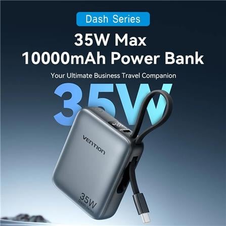 VENTION MINI POWERBANK 10000mAh WITH BUILT-IN USB-C 35W GREY FHEH0-TY