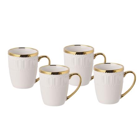 UNIHOM 4PCS 12OZ MUG WITH GOLD RIM