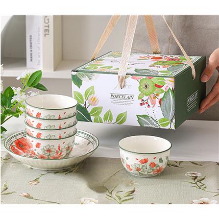 FLORAL CERAMIC 8PC DINNER SET (4 BOWL+ 4 PLATE)