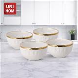 UNIHOM 4PCS 6" BOWL WITH GOLD RIM