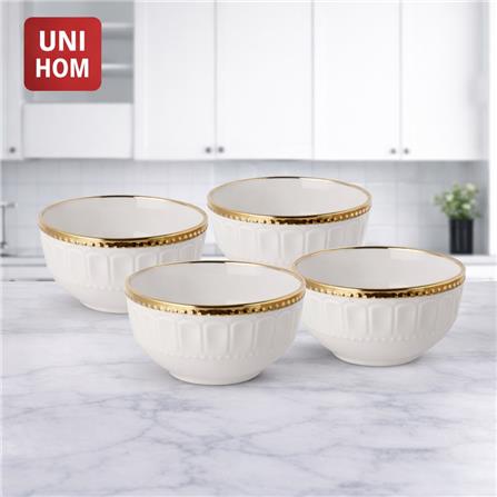 UNIHOM 4PCS 6" BOWL WITH GOLD RIM
