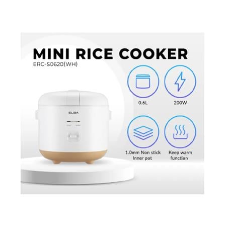 ELBA JAR RICE COOKER ERC-S0620(WH) 200W 0.6L