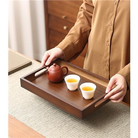 DARK BROWN  BAMBOO SERVING TRAY 33CM- RETANGULAR