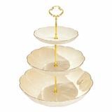 COSSY PLUS 3-TIER CAKE TRAY &ndash; GOLD RIM DESIGN