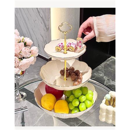 COSSY PLUS 3-TIER CAKE TRAY &ndash; GOLD RIM DESIGN