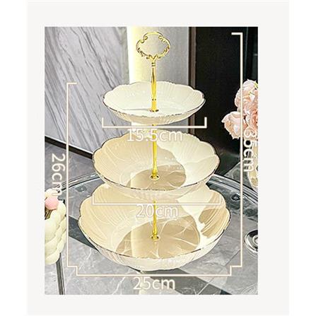 COSSY PLUS 3-TIER CAKE TRAY &ndash; GOLD RIM DESIGN