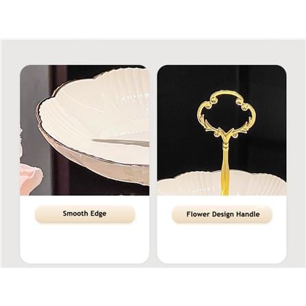 COSSY PLUS 3-TIER CAKE TRAY &ndash; GOLD RIM DESIGN