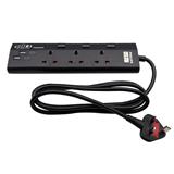 PHILIPS 3G2M 2USB-A 2USB-C TRAILING SOCKET CHP4732BA/68 BLACK