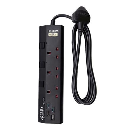 PHILIPS 3G2M 2USB-A 2USB-C TRAILING SOCKET CHP4732BA/68 BLACK