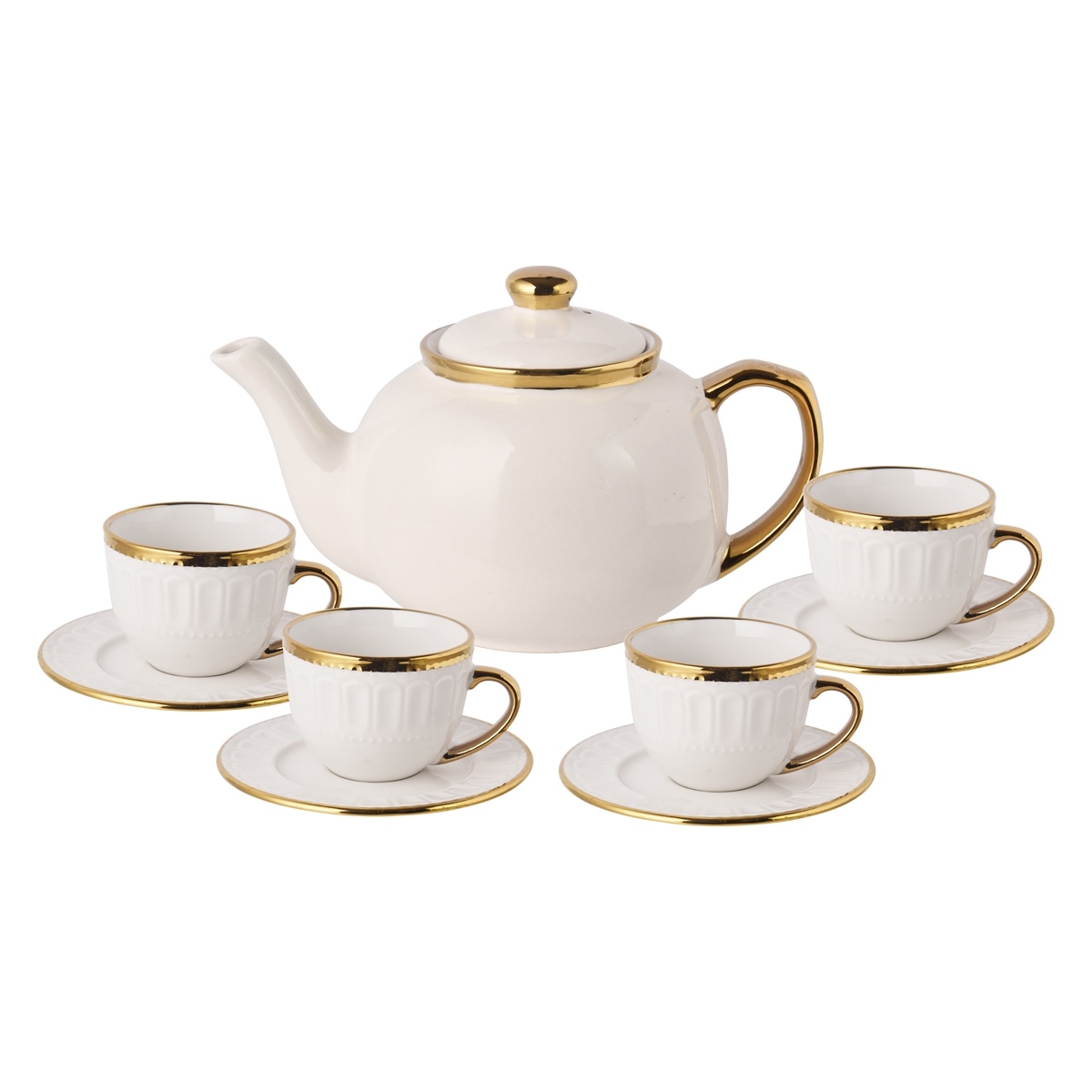 UNIHOM 10PCS TEA SET WITH GOLD RIM