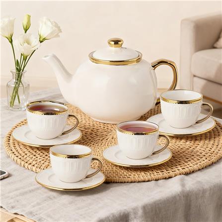 UNIHOM 10PCS TEA SET WITH GOLD RIM