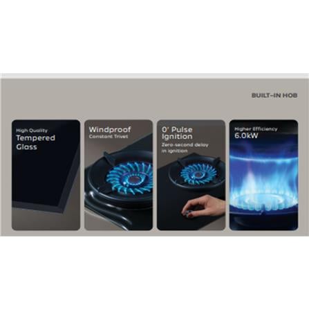 ELBA FLEXIBLE BUILT-IN GAS HOB EGH-S8642G(BK) 2BURNER 6.0KW 76CM BLACK