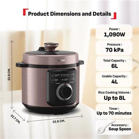 TEFAL PRESSURE COOKER CY2116 1090W 6.0L 6FUNCTIONS