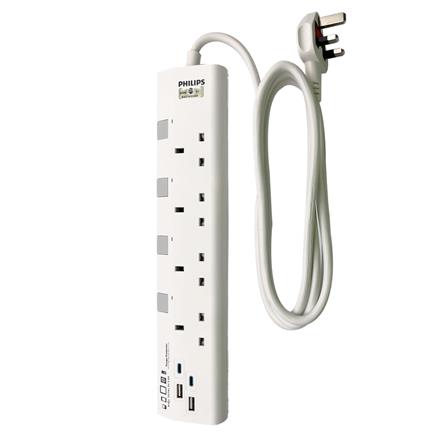 PHILIPS 4G2M 2USB-A 2USB-C TRAILING SOCKET CHP4742WA/68 WHITE