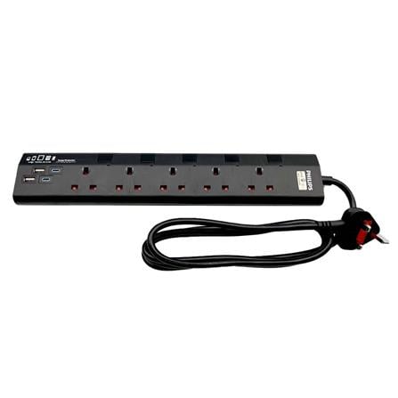 PHILIPS 5G2M 2USB-A 2USB-C TRAILING SOCKET CHP4752BA/68 BLACK