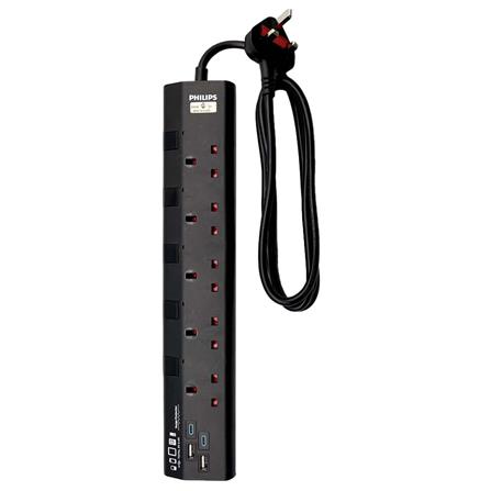 PHILIPS 5G2M 2USB-A 2USB-C TRAILING SOCKET CHP4752BA/68 BLACK