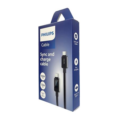 PHILIPS USB C-C BRAIDED CABLE 1M POWER DISPLAY DLC5011CB/70 BLACK