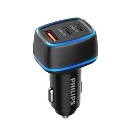 PHILIPS USB-C USB-A 65W CAR CHARGER 3-PORT DLP2557 BLACK