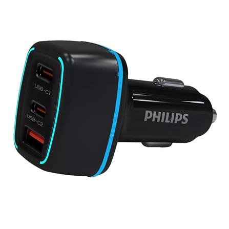 PHILIPS USB-C USB-A 65W CAR CHARGER 3-PORT DLP2557 BLACK