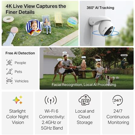 TP-LINK OUTDOOR PAN/TILT WIFI HOME SECURITY CAMERA C560WS WHITE