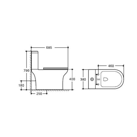 AKRON 2P TOILET WCO-415 WASHDOWN UF SEAT