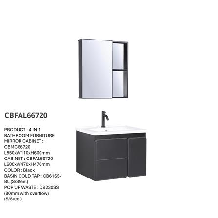 CABANA COUNTER WASHBASIN CBFAL66720 4-IN-1 BLACK