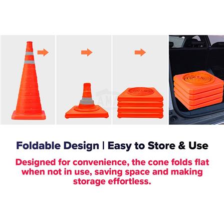 COLEX FOLDABLE SAFETY CONE C/W TAPE 28" (70CM)
