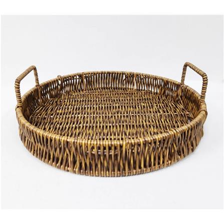 ROUND RATTAN TRAY WITH HANDLE SIZE SIZE M 31.5X5CM