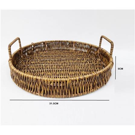 ROUND RATTAN TRAY WITH HANDLE SIZE SIZE M 31.5X5CM