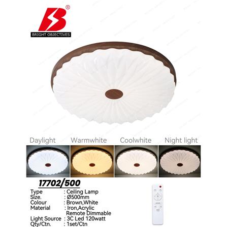 BRIGHT OBJECTIVE CEILING LAMP 17702/500 50CM WHITE BROWN