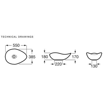 ROCA OHTAKE FINECERAMIC ABOVE COUNTER WASHBASIN A327A1300J WHITE